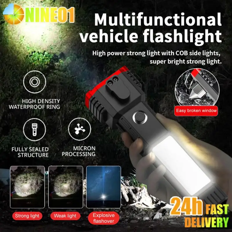 Powerful LED Work Light Garage Torches Mechanic Lamp USB Rechargeable Flashlight Magnetic Torches Emergency Light Warning Light