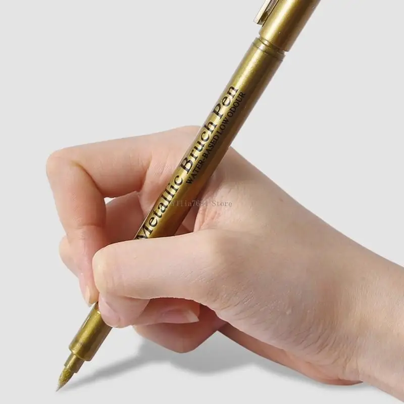  3Pcs Glittering Metallic Paint Pen Water Resistant Highlighter Pen For Drawing Card Making Painting on Fabric Leather