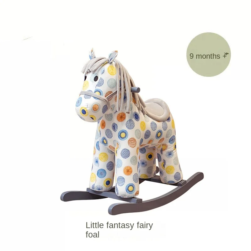 LazyChild 2-8 Year Old Children Rocking Horse Safety Baby Trojan Horse Toddler Rocking Chair Gift Solid Wood Rocking Horse