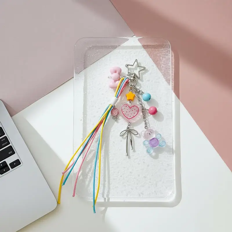 Ocean Themed Keychain with Star Clip Shell Charms Ribbon Tassels Creative Cute for Girls Handbag Accessory Present