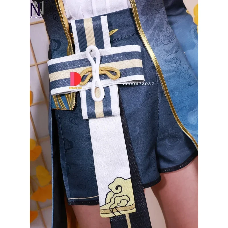 Mn1 genshin impacto alta qualidade xingqiu cosplay traje qingliyue porto feiyun comerciante segundo jovem mestre anime outfit hall8/yg