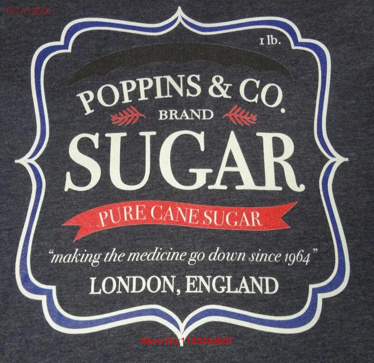 POPPINS & CO PURE CANE SUGAR LONDON ENGLAND — МАЛЕНЬКАЯ СИНЯЯ ФУТБОЛКА J641