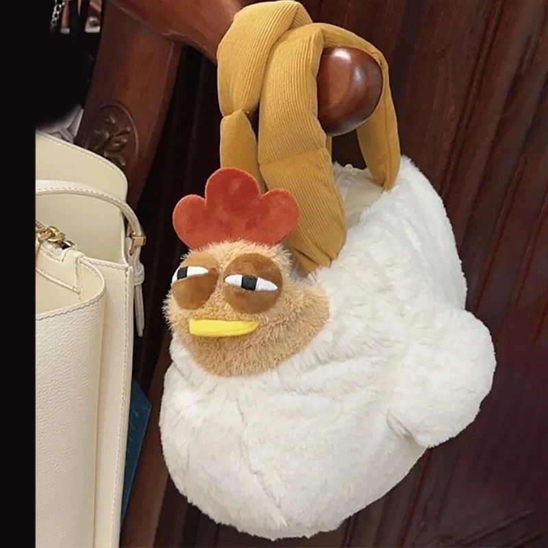 Stilvolle Huhn-Trend-Plüschtasche, Cartoon-Schlafkopf-Tier-Plüschhandtasche für Kinder und Jugendliche, Weihnachtsgeschenke