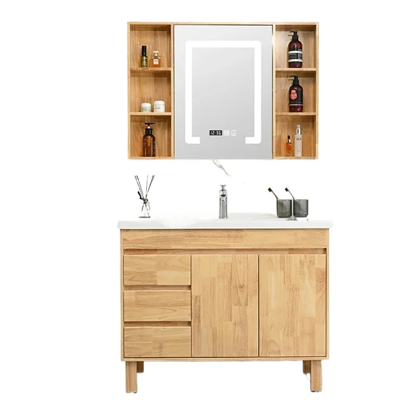 

Cabinet Mirrors Wooden Furniture Bathroom Wall Pharmacy Corner Multifunction Home Double Washbasin Luxury Kitchen Sinks