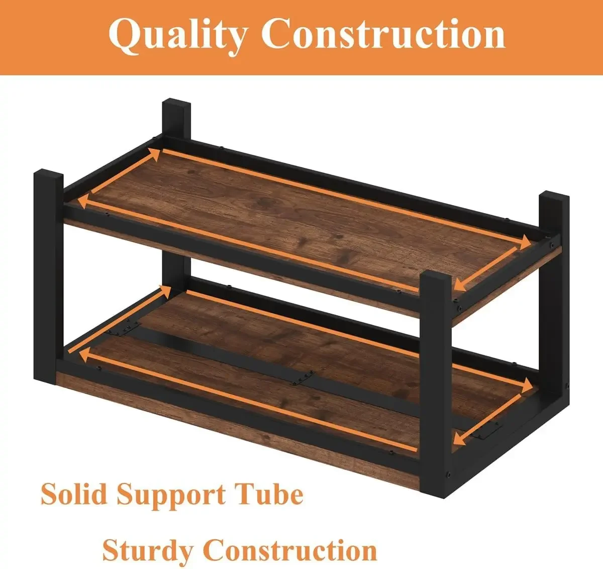 Coffee Table for Living Room, Industrial Wood and Metal Living Room Tables, Rectangular Center Table (Rustic Oak, 43 Inch)