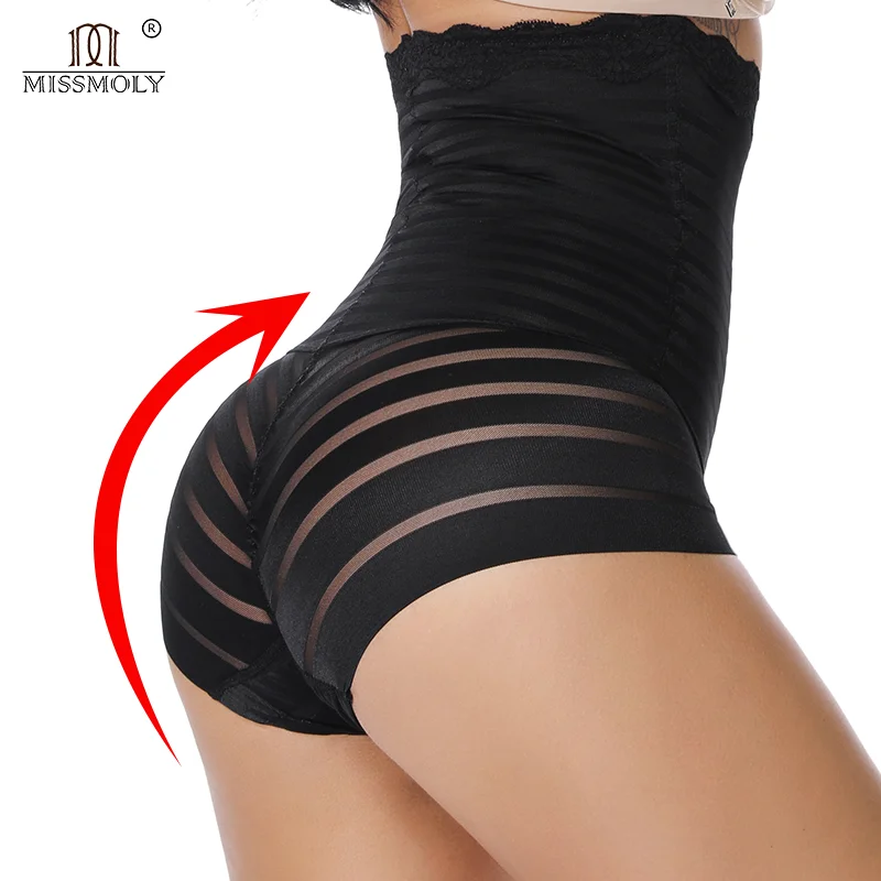 Women Sexy Shaper Panties MISS MOLY Solid Lace Mesh Patchwork Shapewear Party Elegant Waist Trainer Tummy Control Faja Underwear