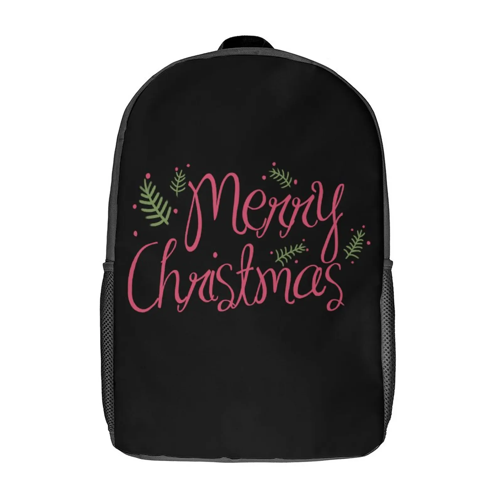 Merry Christmas Letters Pink 3 in 1 Set 17 Inch Backpack Lunch Bag Pen Bag Picnics Graphic Durable Rucksack Snug