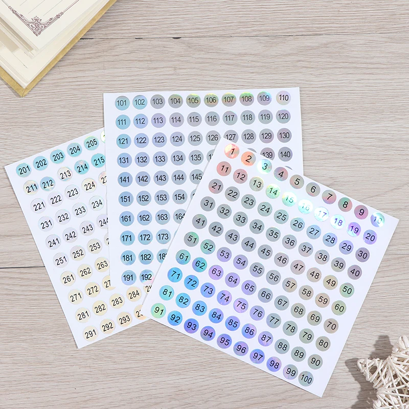 3Sheet Waterproof Number 1-300 Laser Labels Stickers Nail Polish Lipstick Number Tags..~
