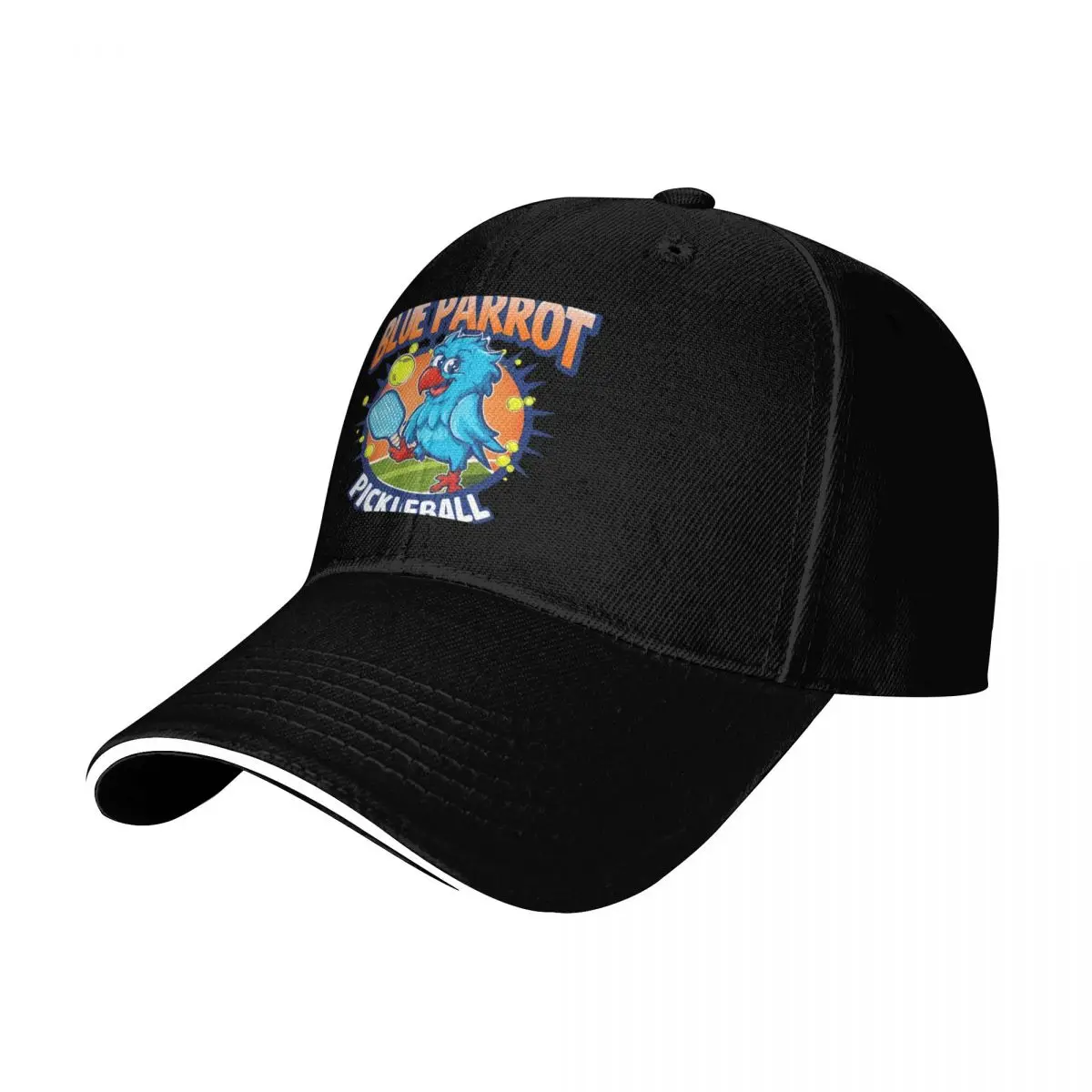 Sporty Blue Parrot Pickleball Enthusiast Baseball Cap Summer Beach Travel Streetwear Hip Hop Trendy Vintage Retro Embroidered