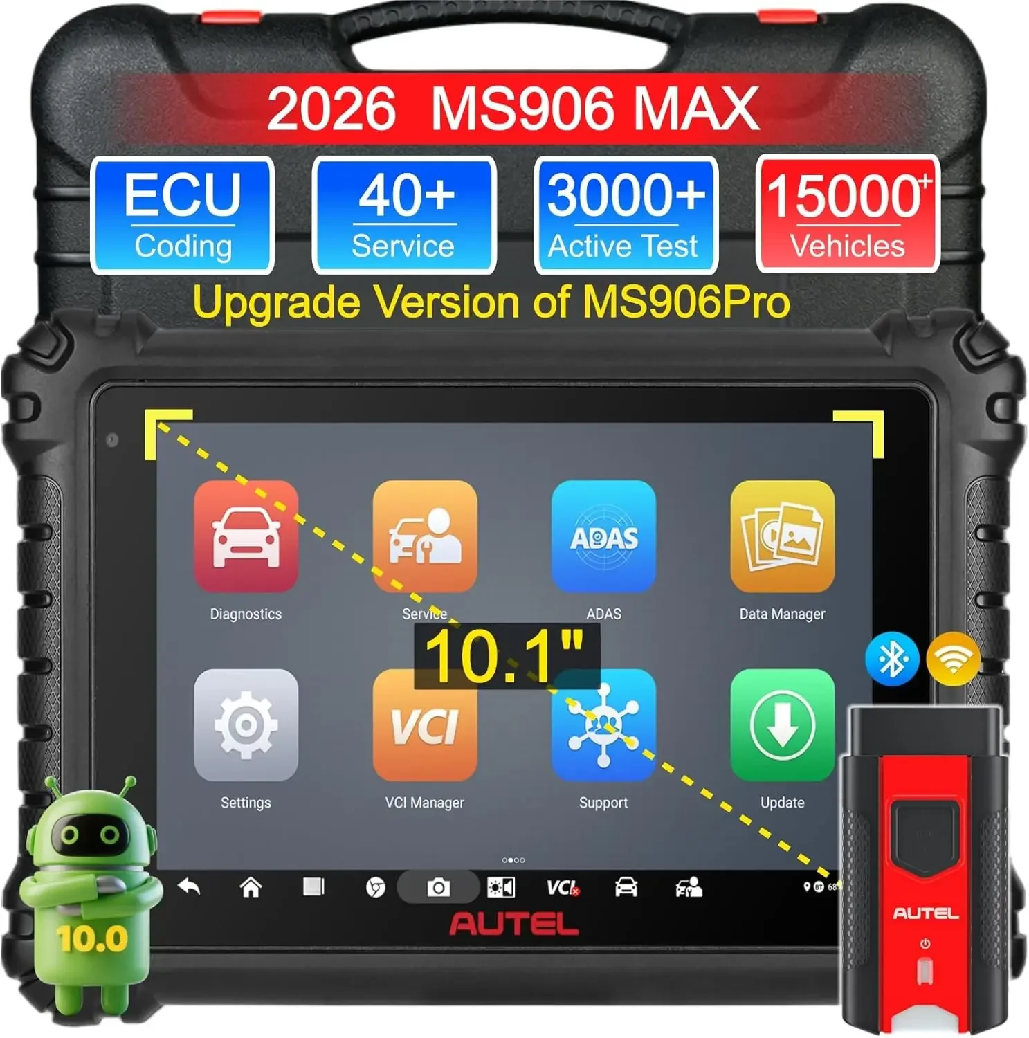 Autel MaxiSys MS906 MAX ECU Encoder, 40+ Services, Two-Way Auto Scan 2.0 Car Diagnostic Tool for All Vehicles