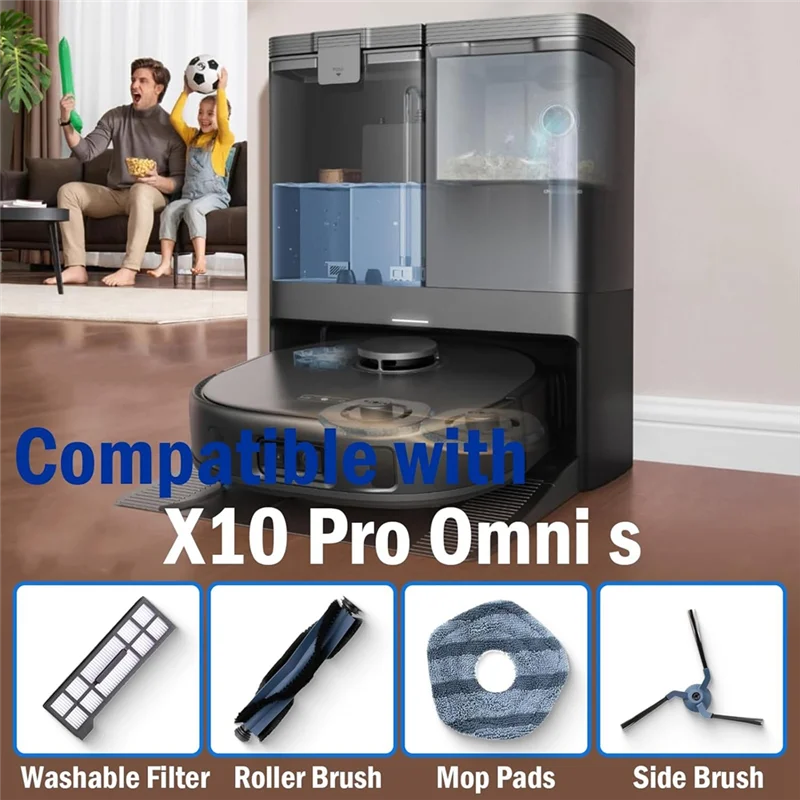 

High Quality-For Eufy X10 Pro Omni, Main Side Brushes Hepa Filters Mop Cloths Vacuum Replacement Parts Accessories