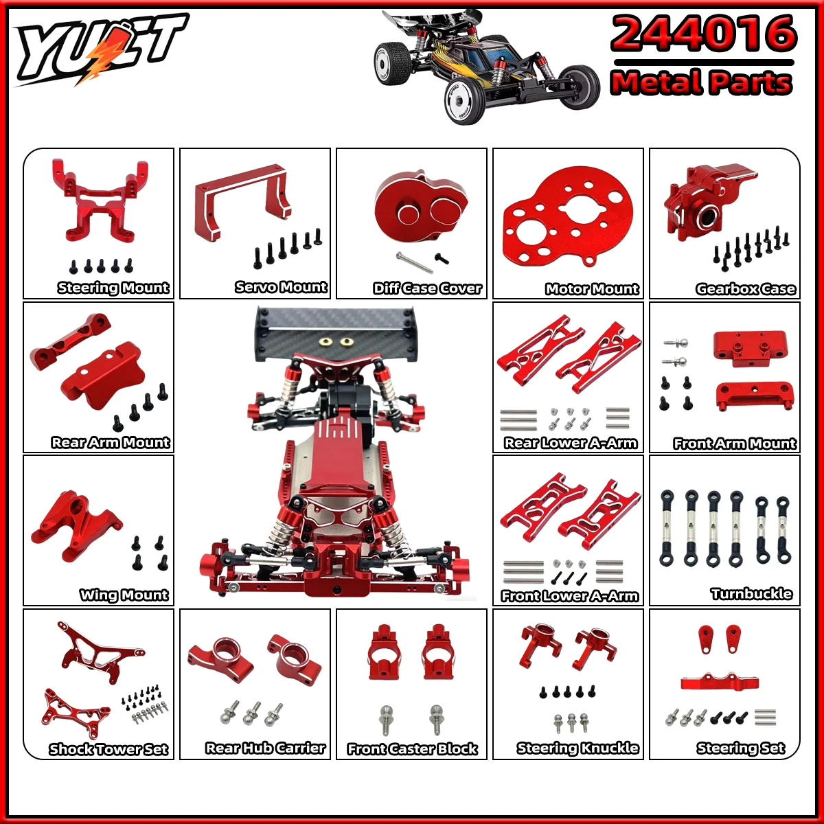 New WLtoys 244016 RC Car Metal Upgrade Parts Steering Knuckle CArm CVD Shaft for 1/24 Losi Micro B Rc 2WD Buggy Chassis Linkage