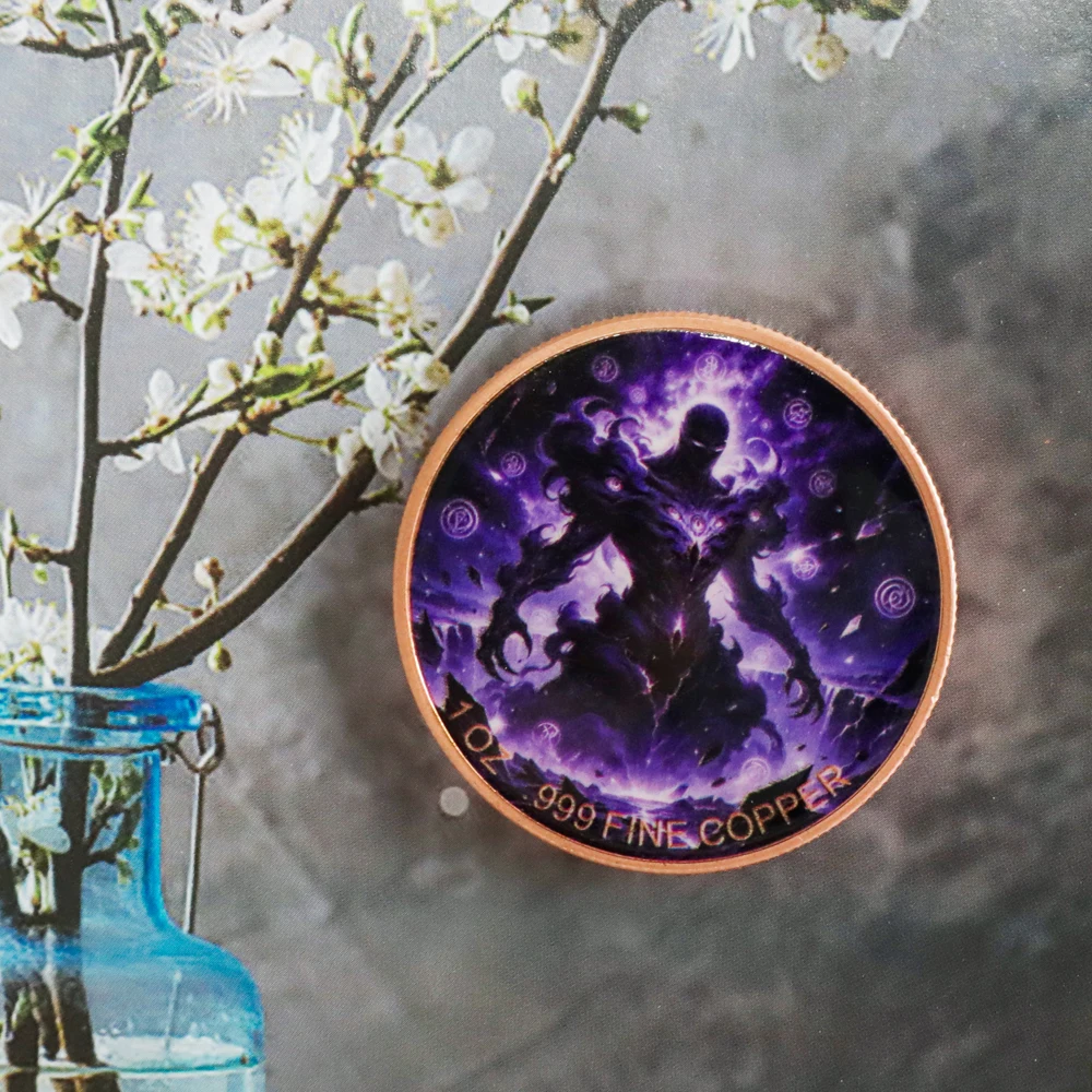 1pc 1 OZ .999 Fine Copper Void Shadow Demon Commemorative Coin Dark Fantasy Monster Art Copper Coin Collectible Souvenir Gifts
