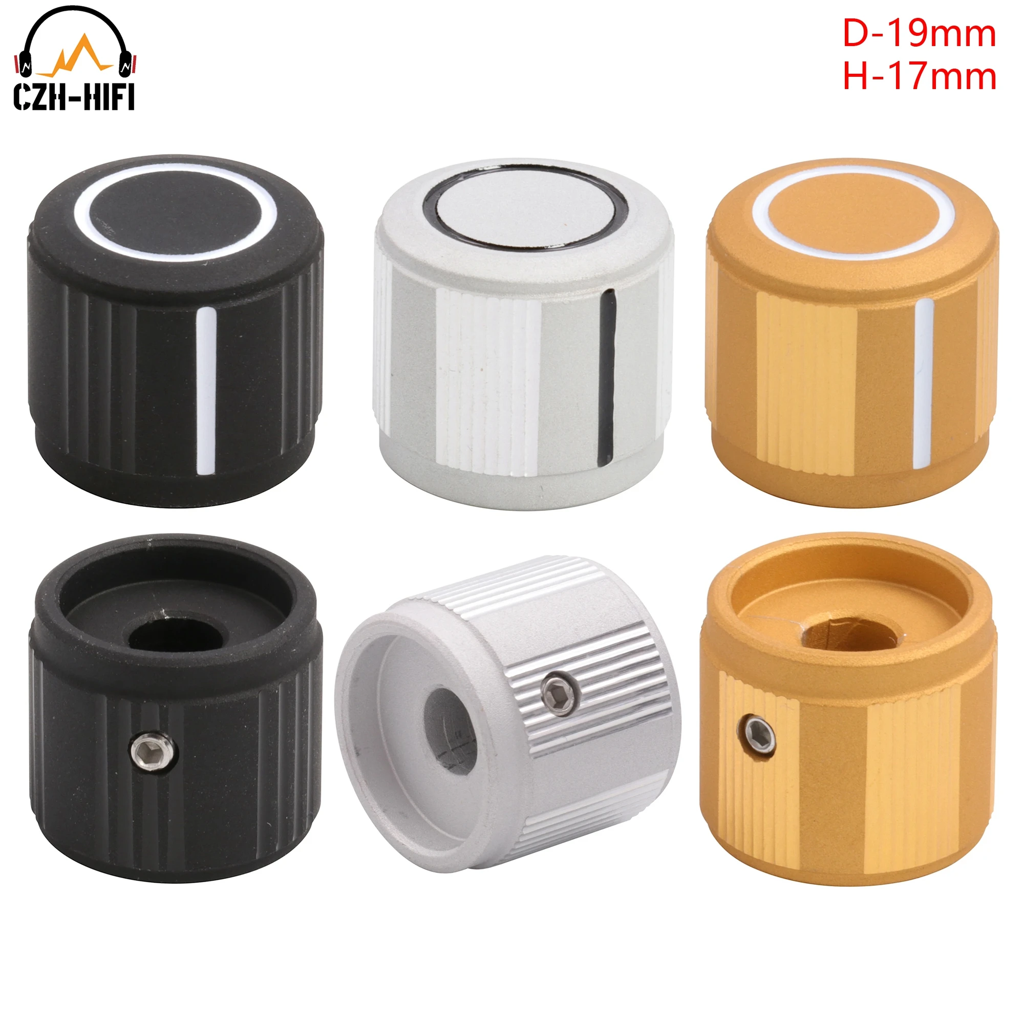 

1pc 19mm Mini CNC Machined Solid Aluminum Potentiometer Knob Button Cap for Guitar AMP Effect Pedal DAC CD Subwoofer Radio Volum