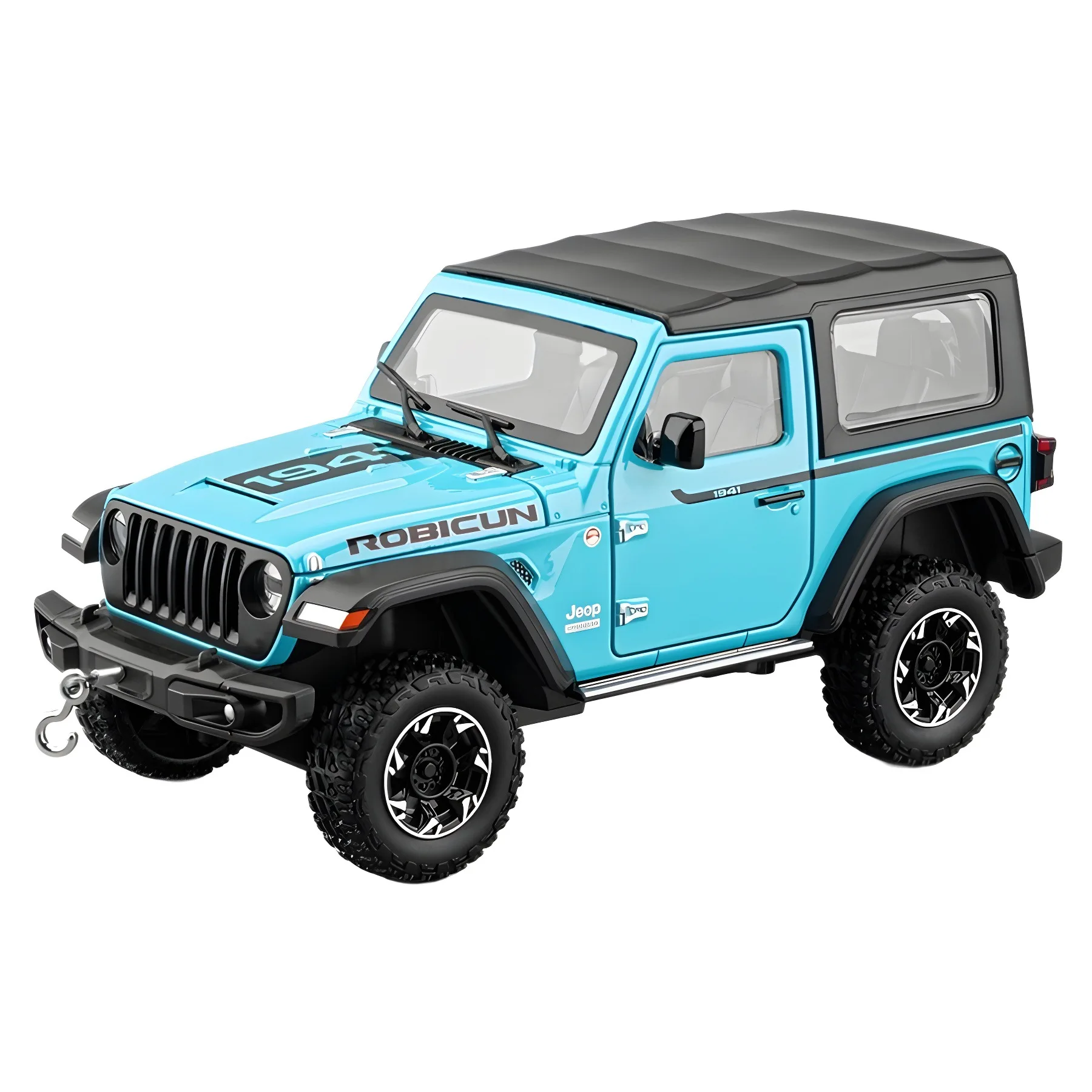 1:24 1941 Wrangler Simulazione modello di veicolo fuoristrada convertibile in lega con suono e luce tirare indietro giocattoli ornamento per auto