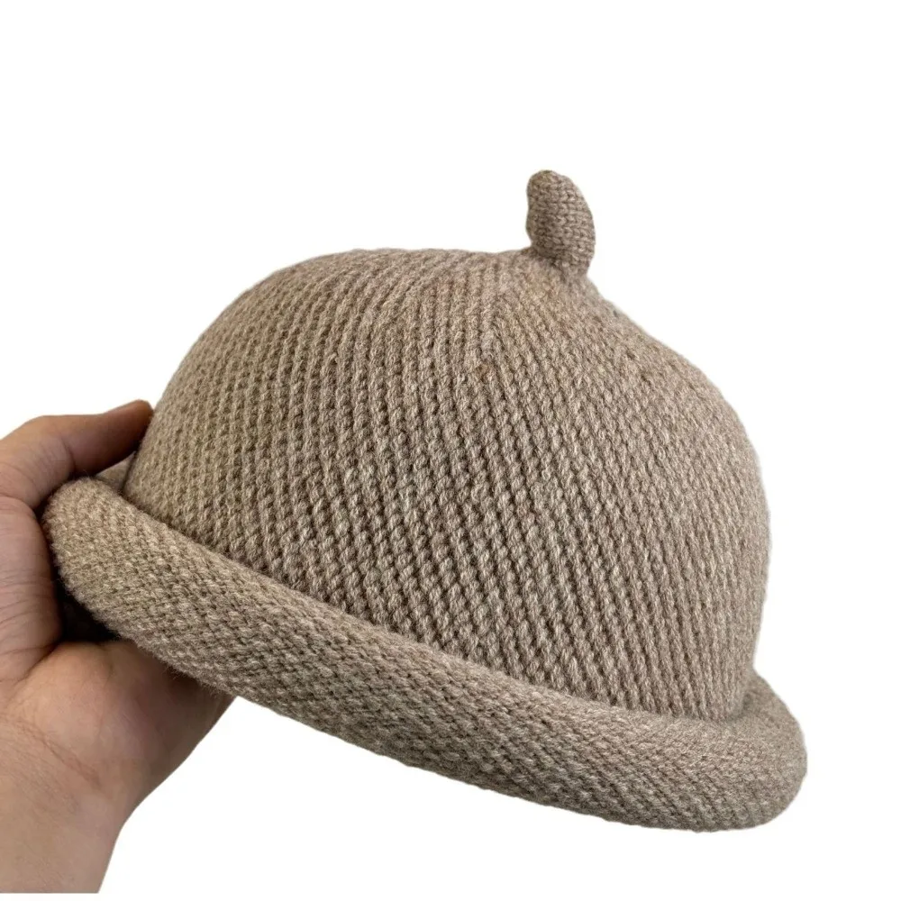 Cappelli in pelle di melone lavorati a maglia tinta unita alla moda con tesa corta Mantieni caldi cappelli da padrone di casa Cappelli da pittore invernali