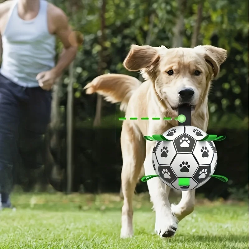 Interactive Dog Soccer Ball, Bite Resistant Pet Football for Small Dogs & Puppies, Squeaky Training Toy for Indoor Outdoor Play view 2