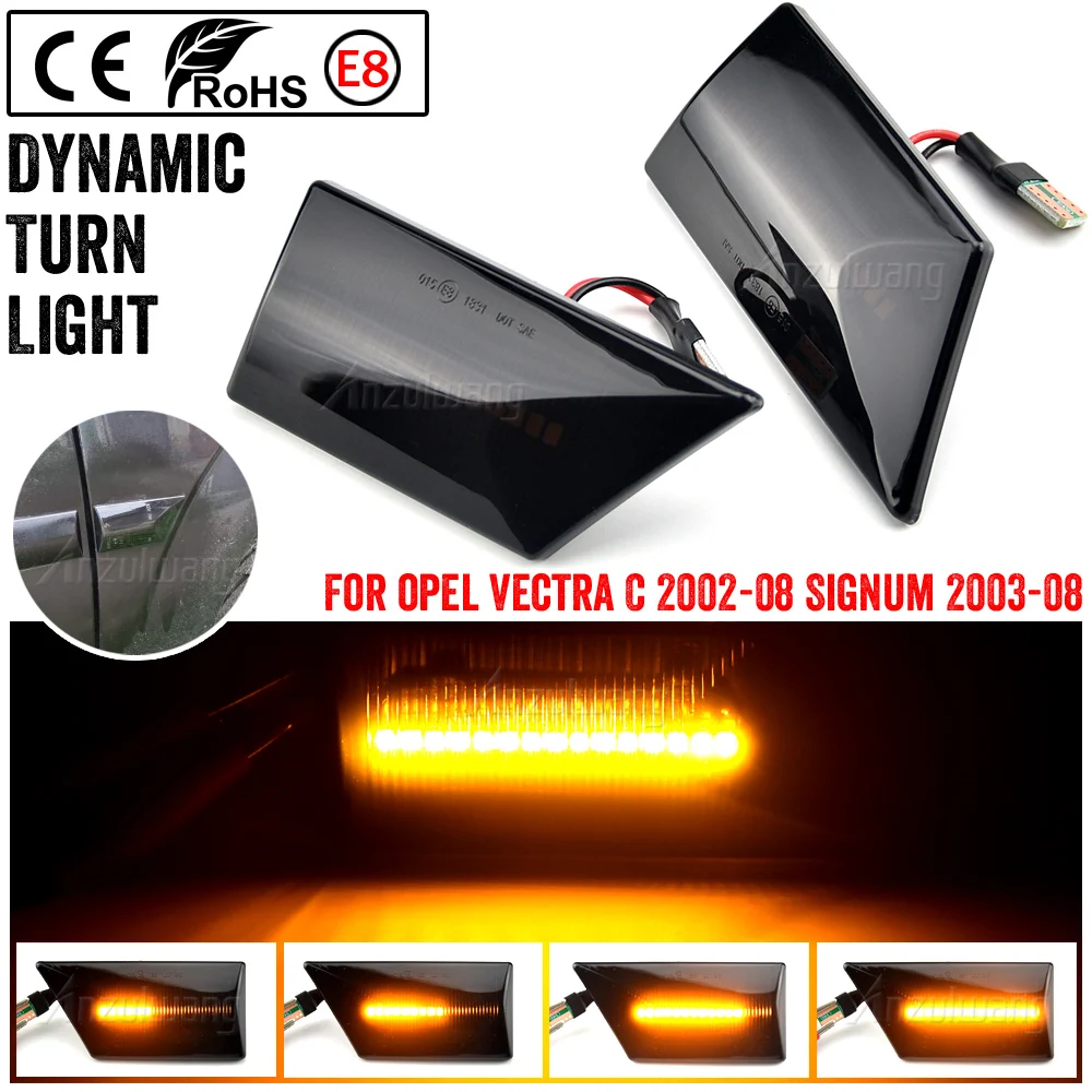 For Opel Vectra C 2002-2008 Signum 2003 2004 2005 2006 2007 2008 LED Dynamic Side Marker Turn Signal Light Sequential Blinker