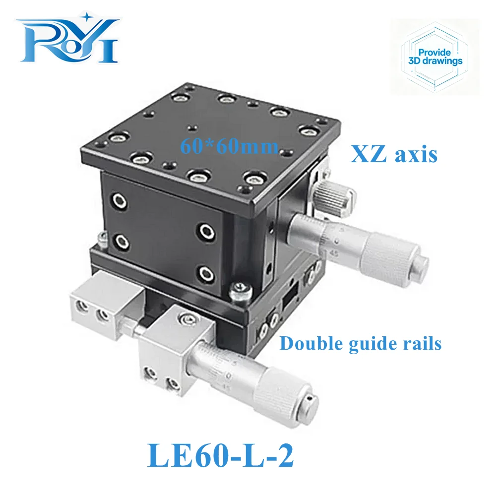XZ Axis 60x60mm Sliding Stage Displacement Lift Platform Double Guide Rail XZ60-L-2 LE60-R-2 for Precision Motion Applications