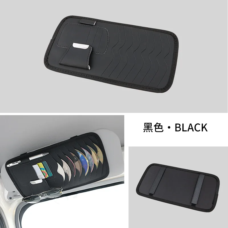 Car CD DVD Holder Bag Disc PU Leather Storage Case Sunglasses Organizer Sun Visor Sunshade Sleeve Wallet Clips