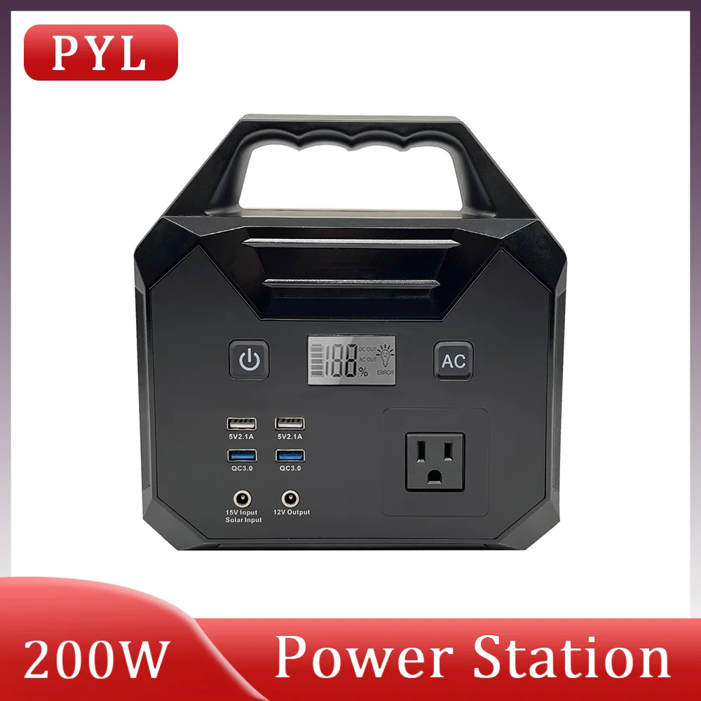 200W Portable Solar Generator Power Station 54000mAh USB AC External Spare Battery Power Supply Charger For Outdoor Camping