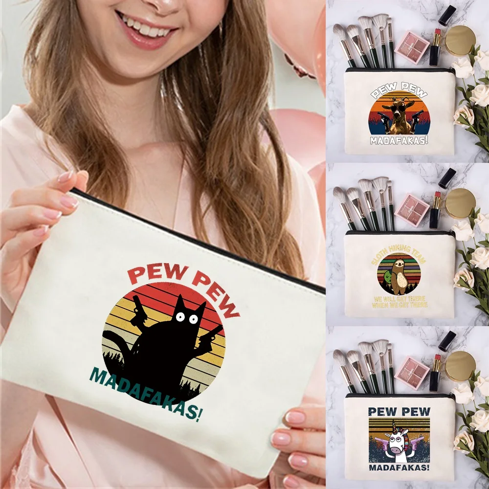 

Pew Pattern Seires Cosmetic Bag Women Neceser Makeup Bag Zipper Pouch Travel Toiletry Organizer Wash Bags for Wedding Party