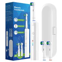 Rotating Electric Toothbrush 3 Modes USB Fast Rechargeable Rotary Electric Toothbrush with Travel Case 2 Brush Heads