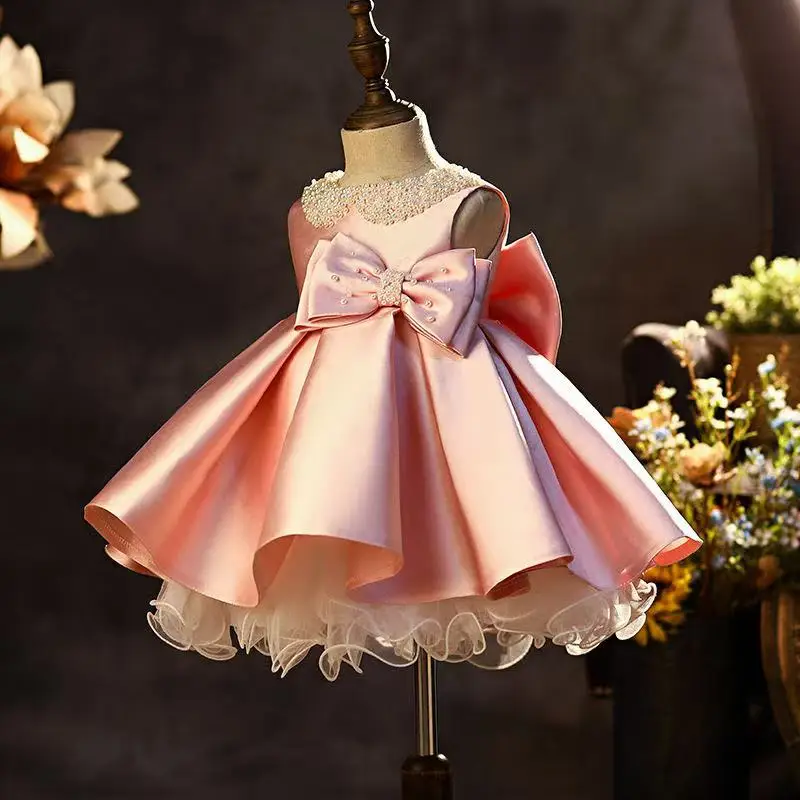 Spring Autumn Bowknot Harajuku Kawaii Girls Party Dress Sweet Patchwork Kids Princess Dress Long Sleeve Cute Vestidos 80-160CM