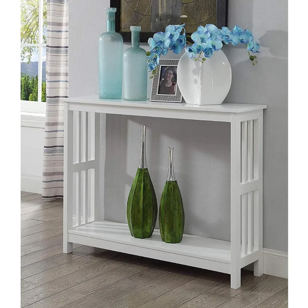 

Mission Console Table with Shelf, White