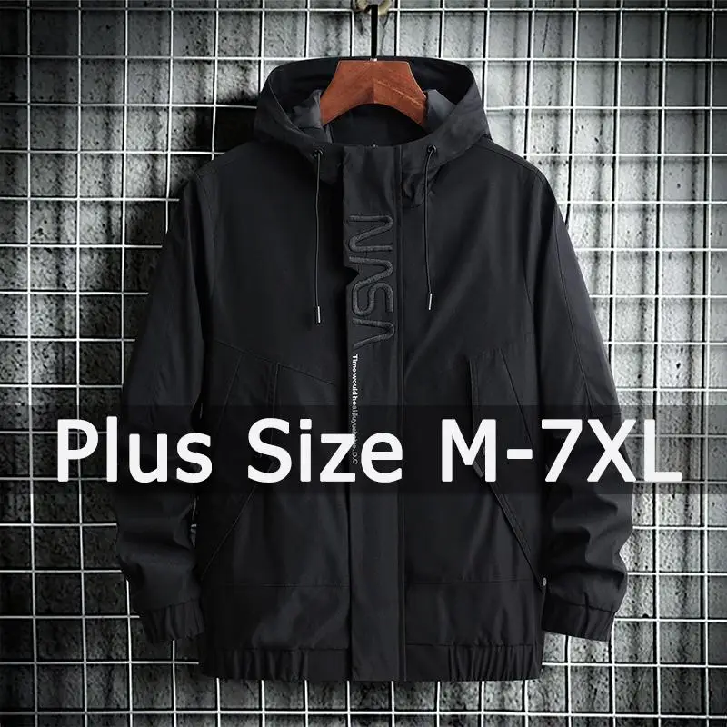 Sport Jacket Hoodies for Men Plus Size 5XL 6XL 7XL Autumn Winter Fashion Hooded Coat Loose Outwear Big Size Men Clothing