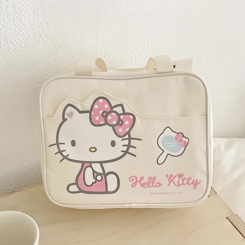 Sanrio Hello Kitty Handbag for Women Girl Kawaii Portable Large Capacity Tote Luxury Designer Shoulder Bag