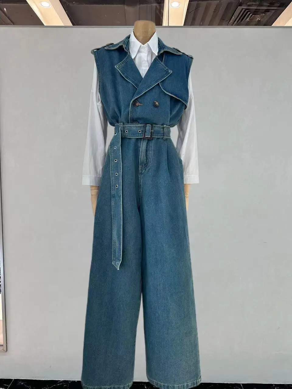 Misserel 2024 nuevo Sle Svel cintura alta pantalones vaqueros de pierna ancha mono de moda para ir al trabajo mezcla de algodón