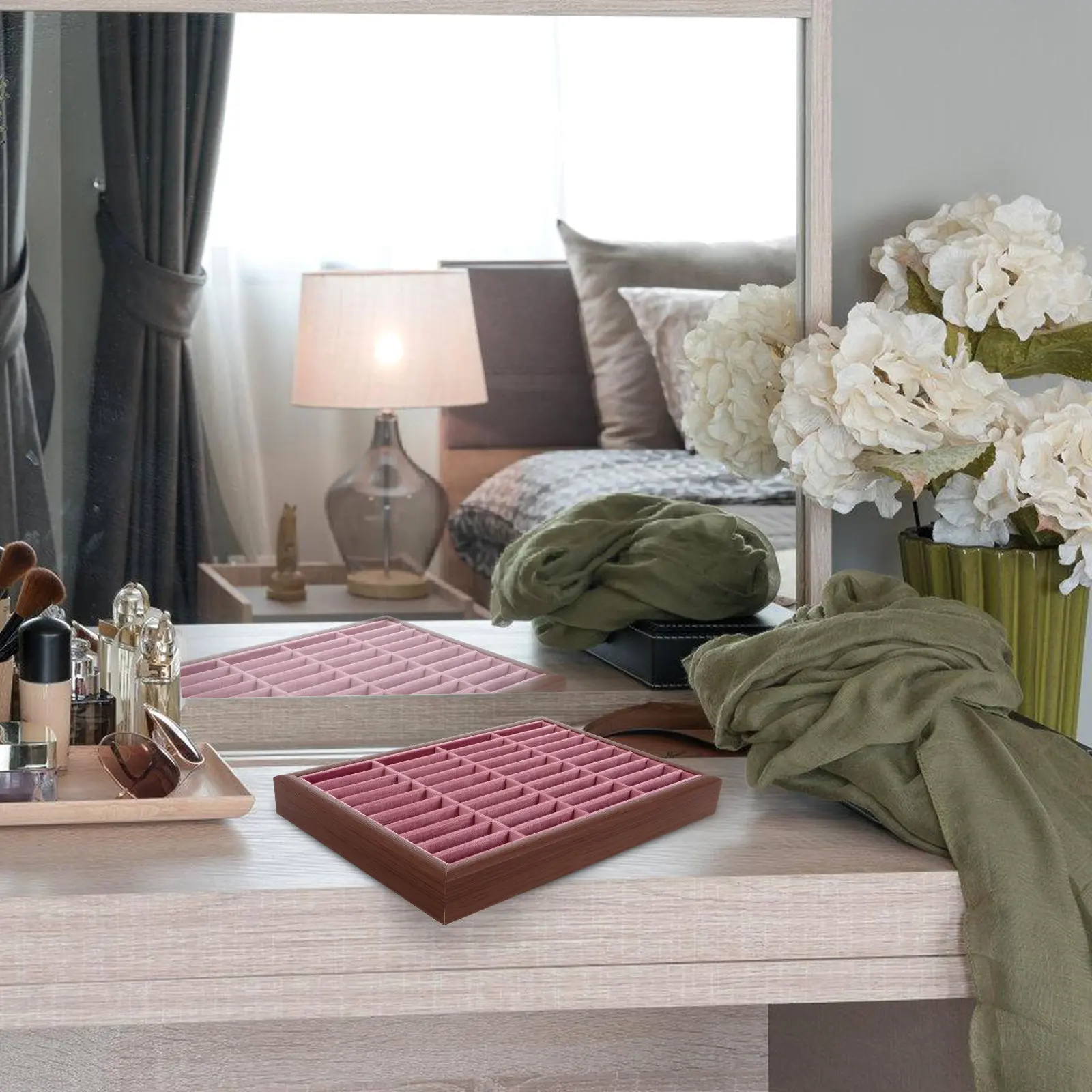 

Деревянный лоток для украшений под черное дерево, на 40 слотов, органайзер для браслетов и украшений, витрина для розничной торговли, подставка для дома и магазина