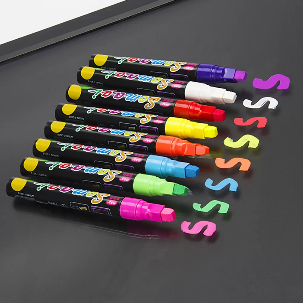 

8pcs Fluorescent Marker Pens Bright Liquid Ink For Whiteboard Blackboard Glass Dry Erase Board Multipurpose Student Stationery