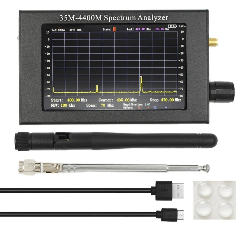 

4.3Inch TFT Color LCD Screen Handheld Portable Spectrum Analyzer 35M-4400Mhz Spectrum Analyzer