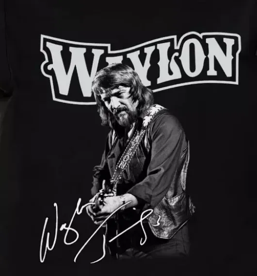 Waylon Jennings Country Black T-shirt Cotton All size