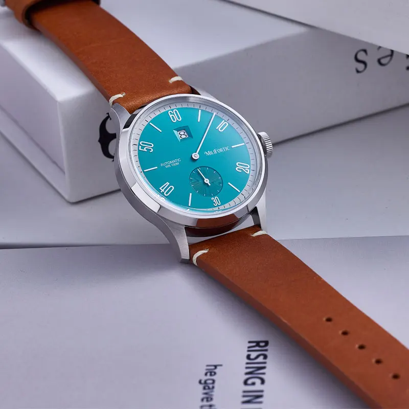 Milifortic 38 مللي متر الحد الأدنى القفز ساعة السيارات ساعة رجل R088 الياقوت كريستال 10ATM خمر الفولاذ المقاوم للصدأ الساعات الميكانيكية