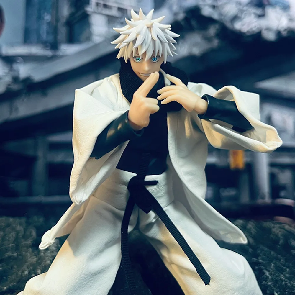 Jujutsu Kaisen Gojo Satoru Kleidungsset im Maßstab 1:12, weißer Mantel, Laternenhose mit Schal für 6-Zoll-Actionfiguren-Körpermodell – Detail 8