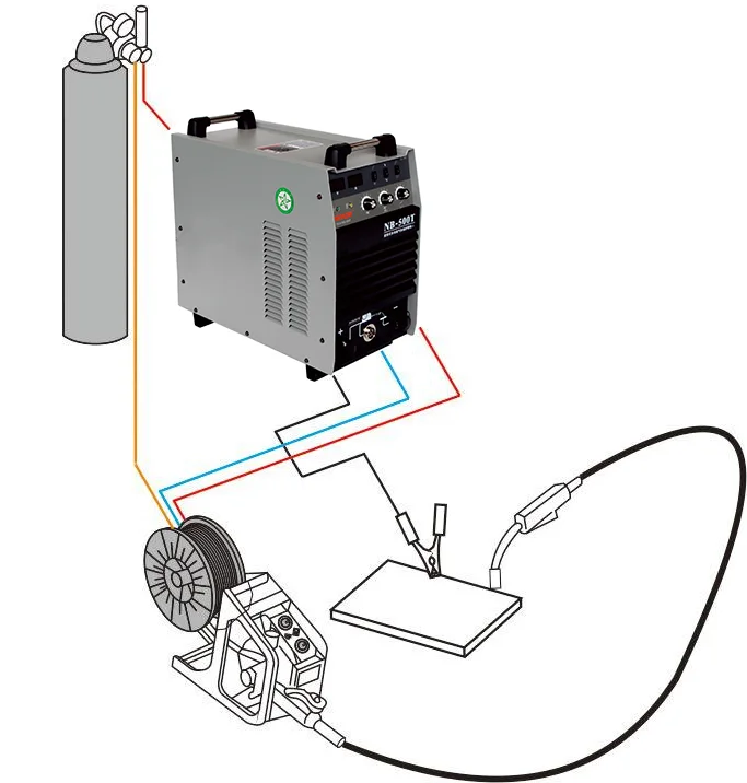 Soldador Industrial de doble función, máquina de soldadura MAG MMA, protección de gas semiautomática, NB-500T