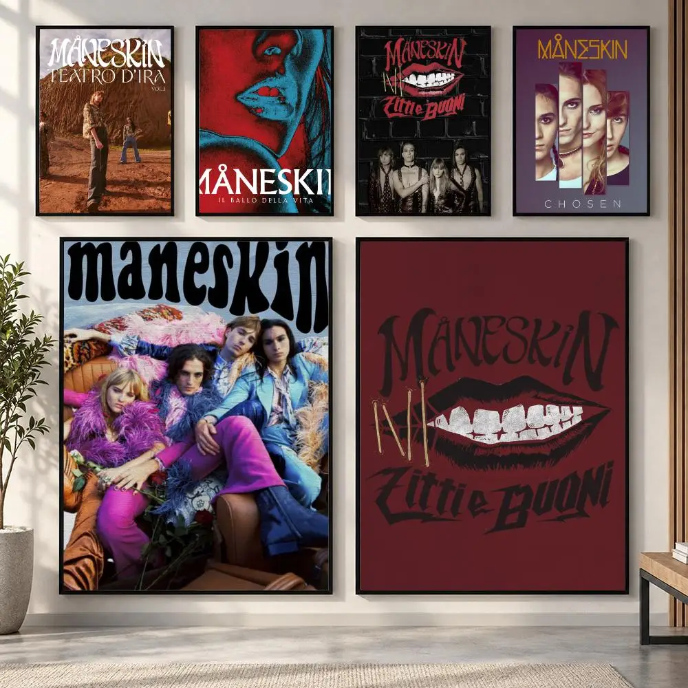 Rock Band Maneskin Music Album Rush! Poster HD art sticky wall waterproof home living room bedroom bar aesthetic decoration