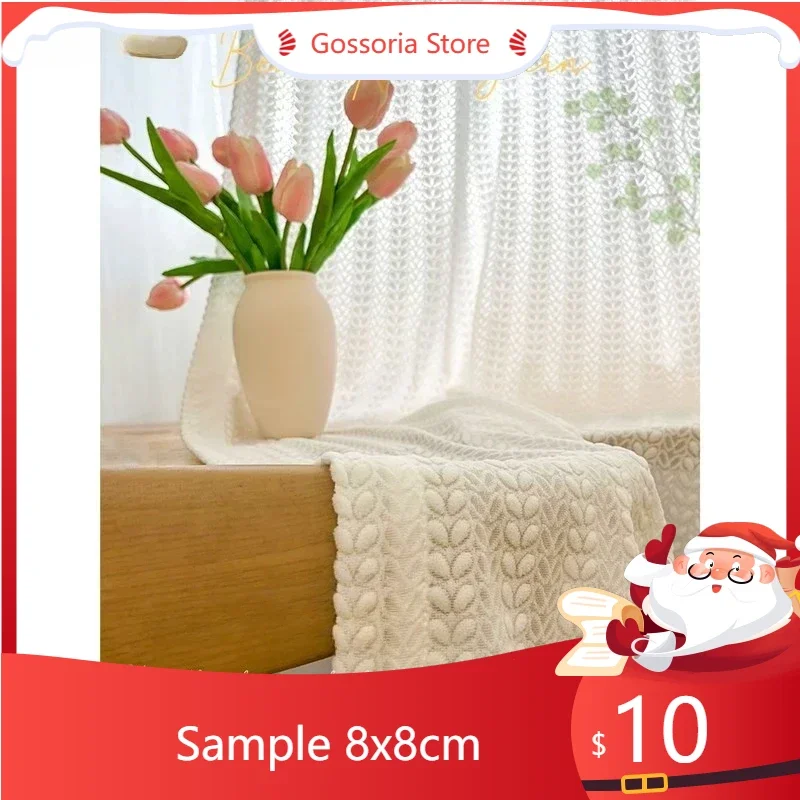 

SampleCustom Size Embroidered Embossed Veil Window Tulle Cream White Curtains For Living Dining Room Bedroom Balcony Light