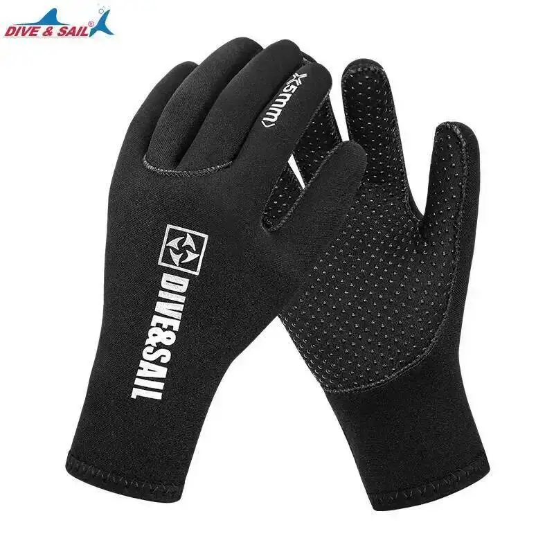 5mm Neoprene Diving Swimming Gloves， Non-Slip Anti Scratch Winter Keep Warm Mittens Underwater Sports Hunting Gloves