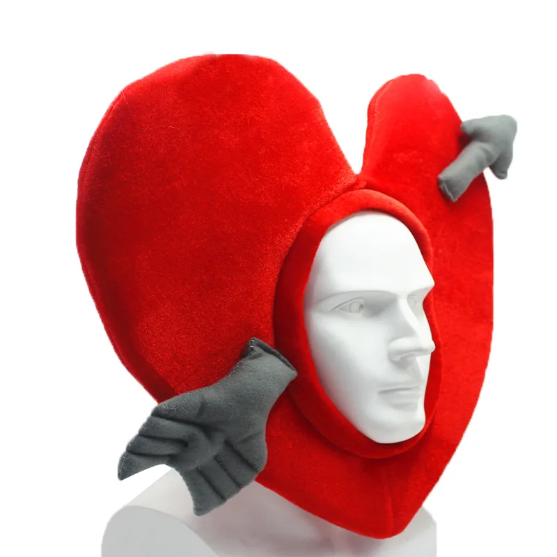 

Cartoon Love Peach Plush Head Cover Quirky Cupid's Arrow Warm Hat Party Performance Photo Props