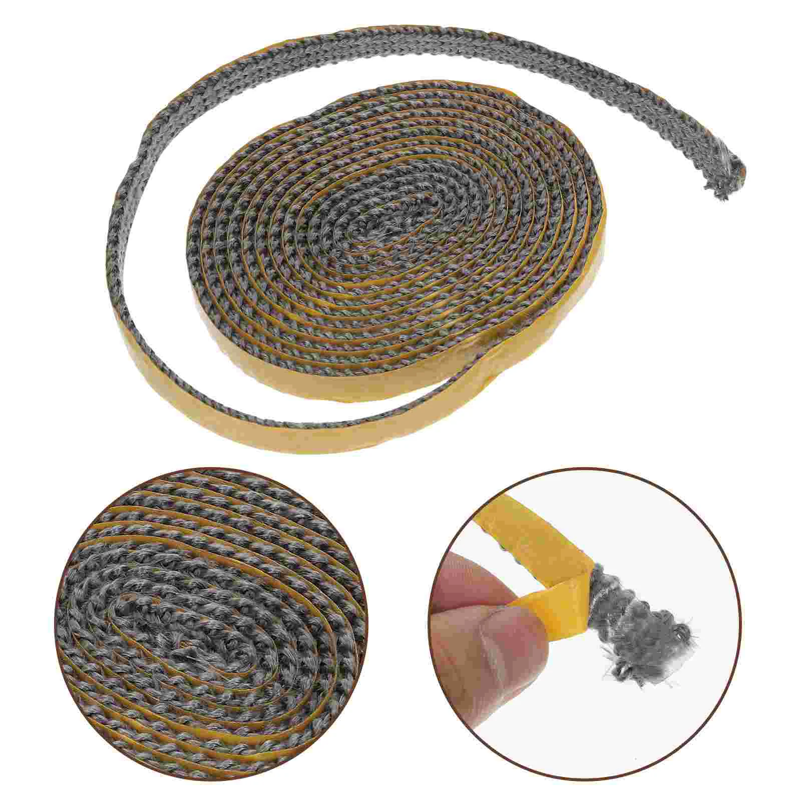 Wood Stove Door Seal Rope Self Adhesive Fireplace Seal Rope Flat Gasket Tape for Fireplaces Wood Stove Gasket for Fireplace Insu