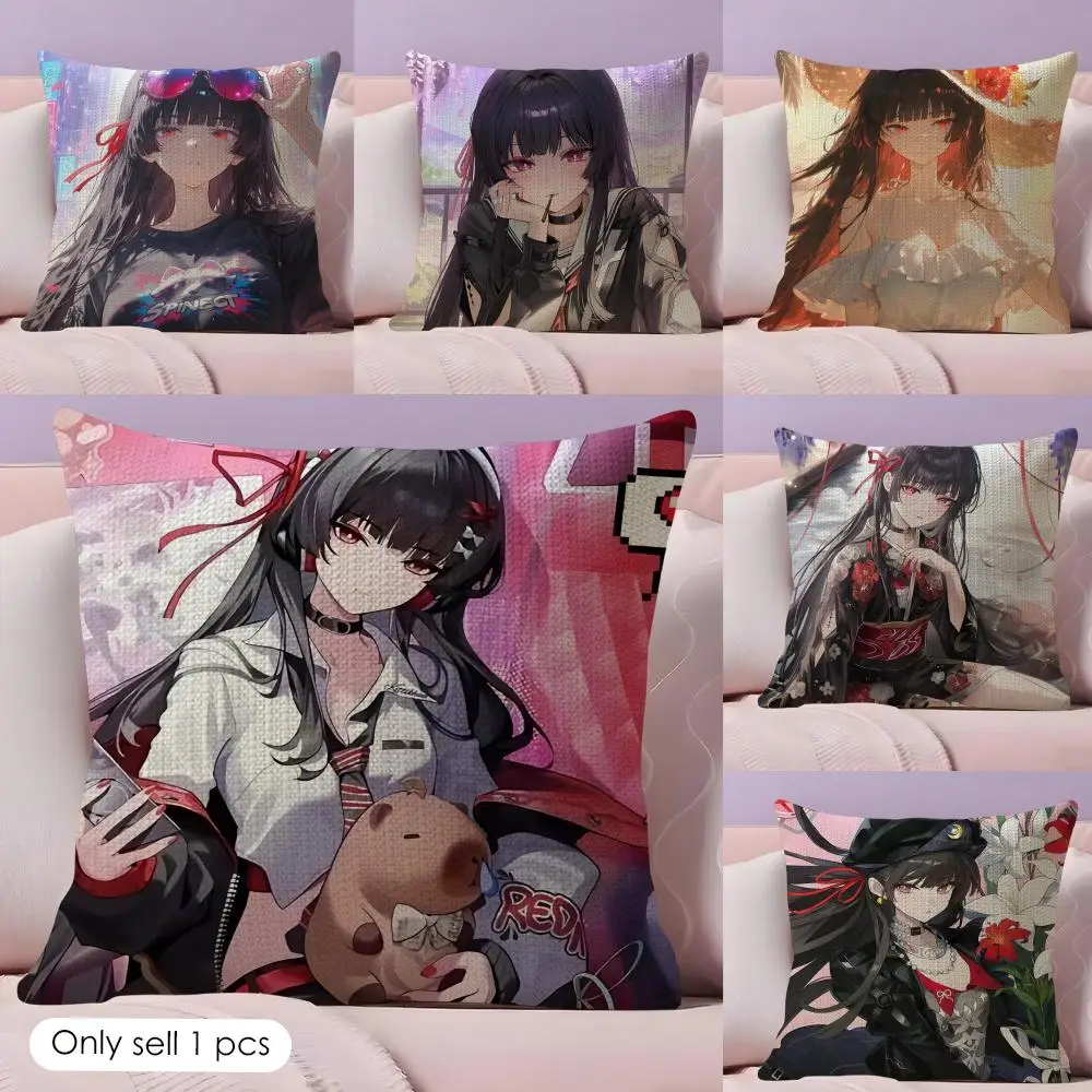 Game Wuthering Waves Chisa Cushion Cover Natural Linen Pillow Case Double-Sided Print Decorative Sofa Pillowcase Home Decor Gift
