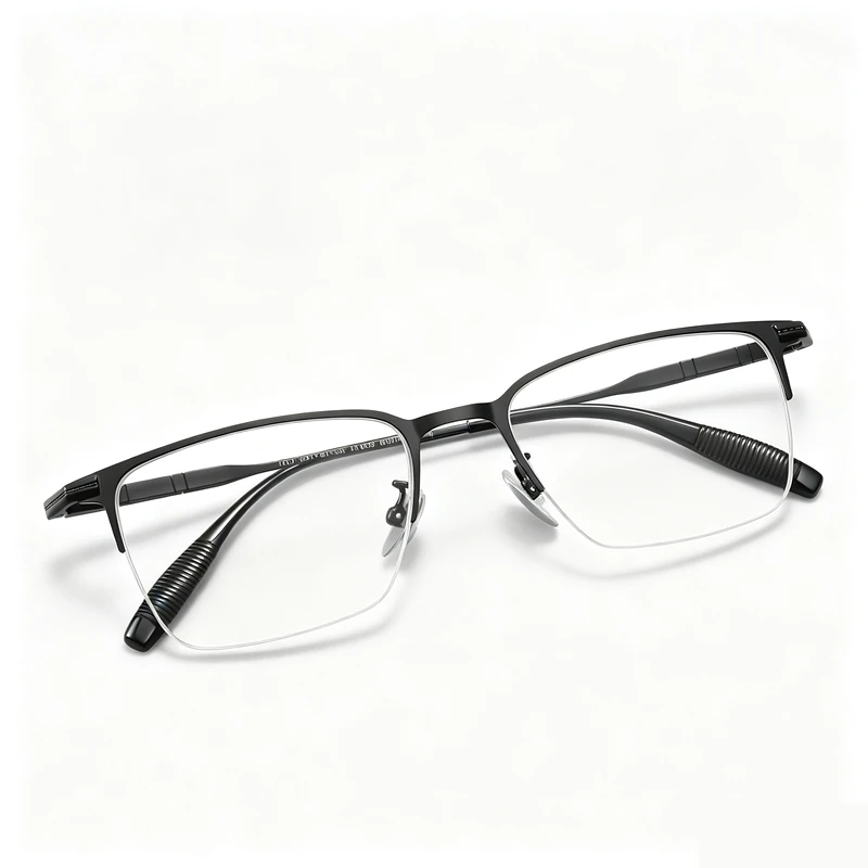 LOUISE STAR Men's Pure Titanium Half Frame Glasses Frame Business Prescription Optical Glasses Myopia Glasses Customized Lenses
