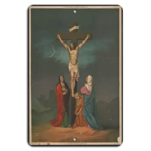 Timeless Faith: The Crucifixion on Metal-Aluminum-tin sign