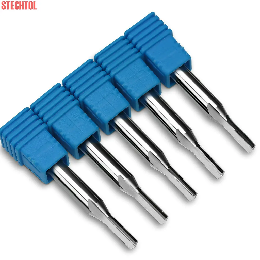 

3.175-6mm 1 Flute Straight Milling Cutter Router Bits Woodworking CNC Tools for Wood MDF Cutting 10pc Solid Carbide Slot Endmill