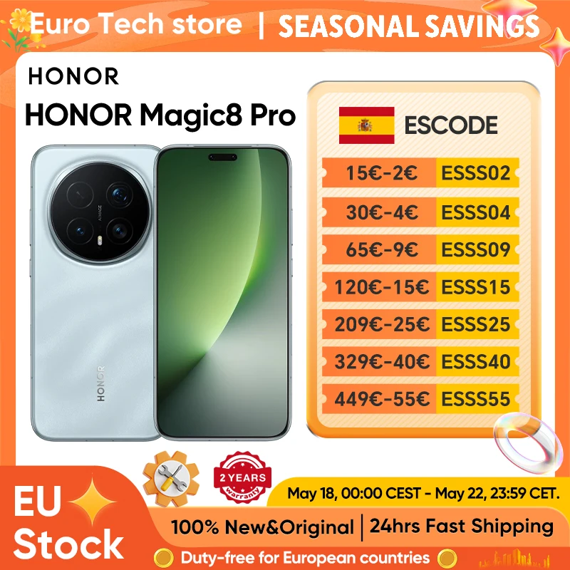 Versión EU Honor Magic 8 Pro 5G Smartphone Snapdragon 8 Elite Gen 5 200MP AIMAGE 6270mAh 100W 6.71'' OLED NFC eSIM HONOR