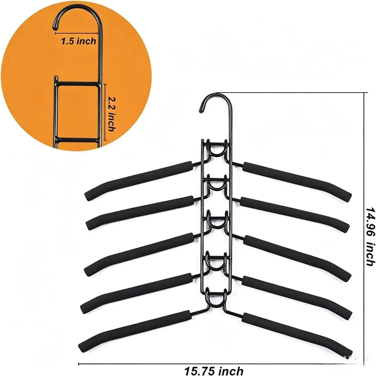 5pcs Hanging Closet Hanger Multiple Sweater Coat Clothes Hangers Multi Layer Metal Hanger Racks for Coat, Suit, Sweater, T-Shirt